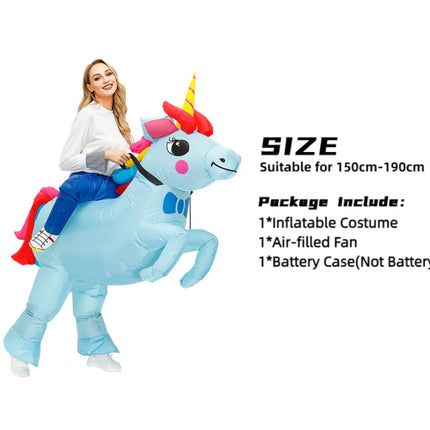 Aufblasbares Einhorn Kostuem Familienset für Erwachsene und Kinder mit weichem LED-Horn, ideal für Cosplay und Halloween
