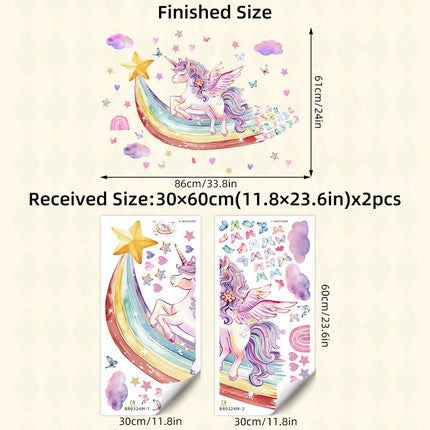 Regenbogen Einhorn Wandtattoo: Sterne &