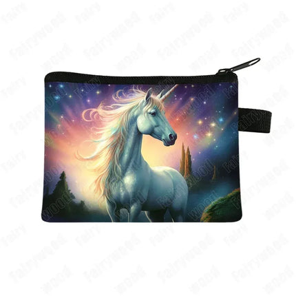 Niedliche Einhorn Geldbörse mit fröhlichem Kawaii-Muster und Reißverschluss, ideal für Münzen und kleine Gegenstände.