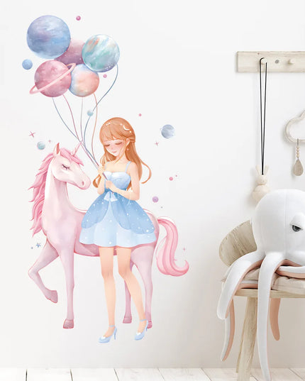 Mädchen Einhorn Wandtattoo für dein Reich
