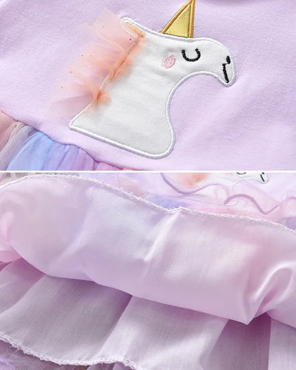 Dein bezauberndes Einhorn Kleid Lila Langarm!