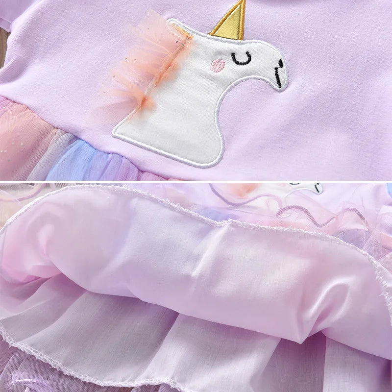 Dein bezauberndes Einhorn Kleid Lila Langarm!
