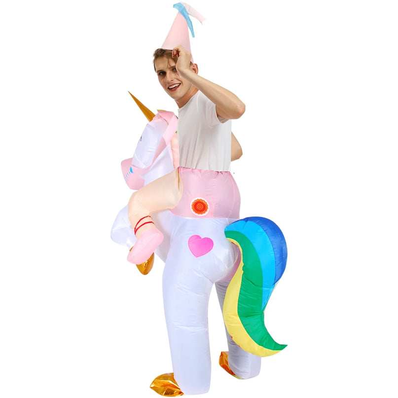 Flieg mit mir! Aufblasbares Einhorn Kostuem