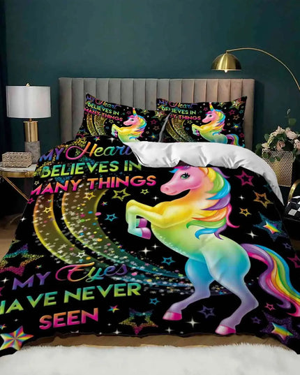Farbige Träume mit deiner Einhorn Bettwäsche!