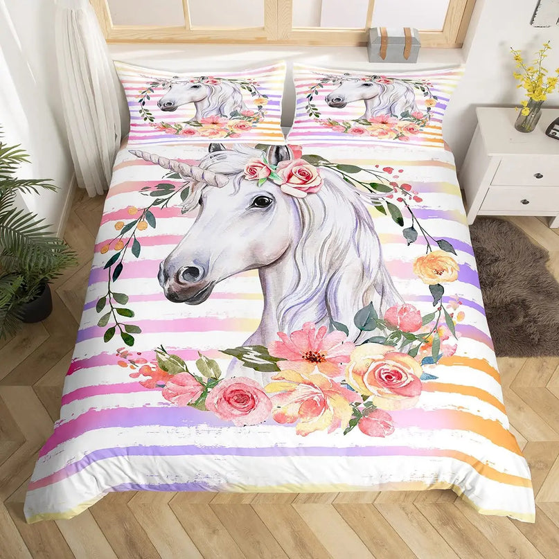 Farbige Träume mit deiner Einhorn Bettwäsche!