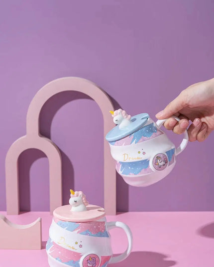 Deine süße Einhorn Tasse mit Deckel & Löffel!