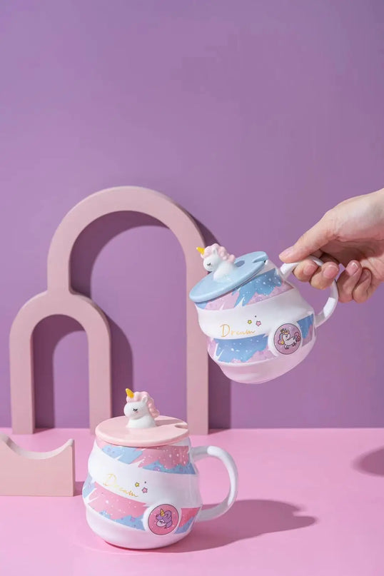 Deine süße Einhorn Tasse mit Deckel & Löffel!