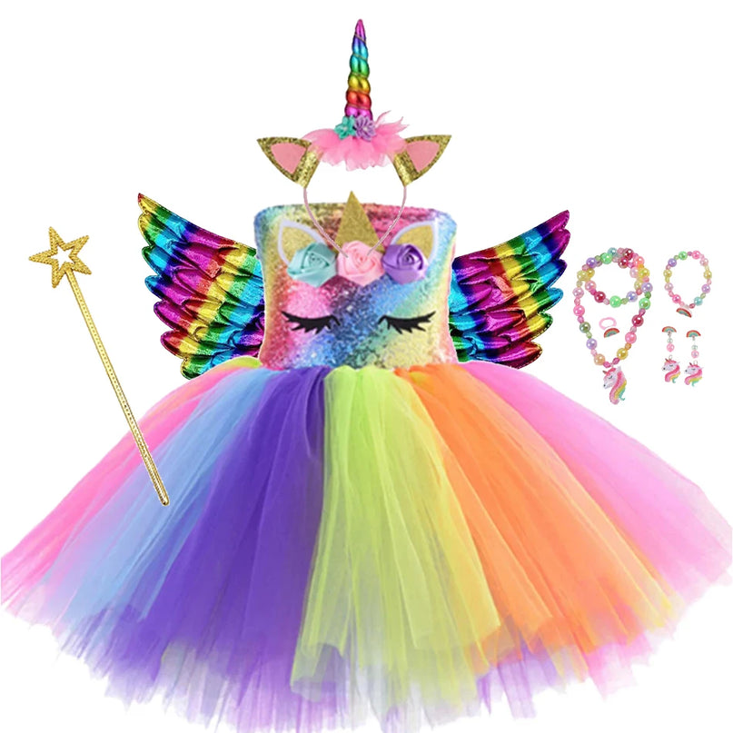 Dein Riesen Einhorn Tutu Kleid mit Blumen!