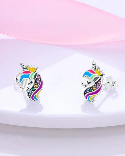 Süße Einhorn Ohrstecker aus 925 Silber