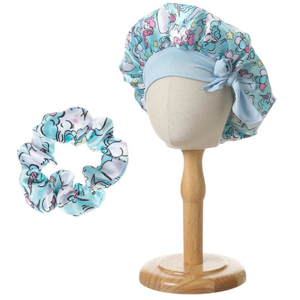 Einhorn Mütze Satin Bonnet für Kinder mit breitem elastischem Band zum Schutz lockiger Haare