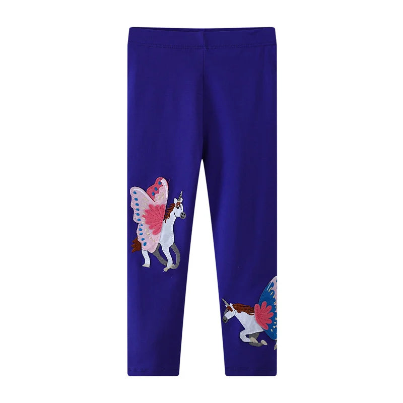 Mädchen Einhorn Leggings mit dezenter Einhorn-Stickerei, ideal für Herbst und Frühling
