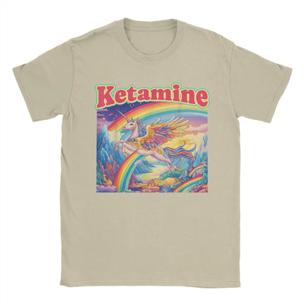 Khaki Einhorn T-Shirt mit Regenbogen Notfall Druck
