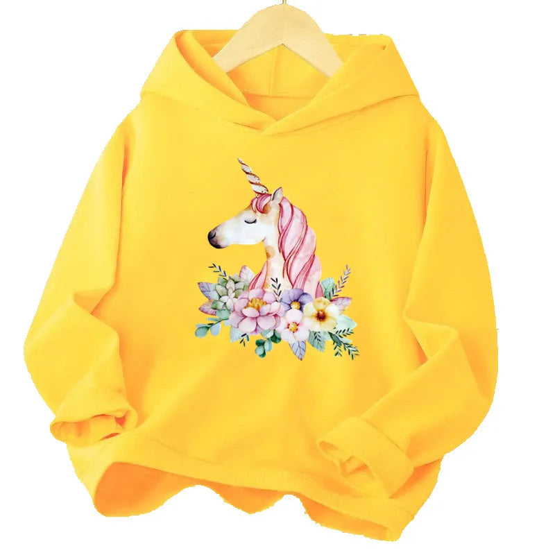 Dein cooler Cartoon Einhorn Hoodie Grau