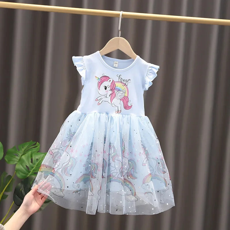 Dein glitzerndes Einhorn Kleid Blau!