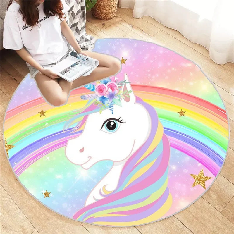 Dein runder Regenbogen Einhorn Sessel!