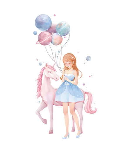 Mädchen Einhorn Wandtattoo für dein Reich