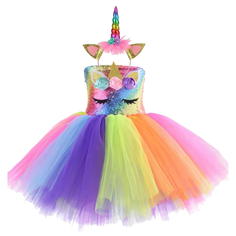 Dein Riesen Einhorn Tutu Kleid mit Blumen!