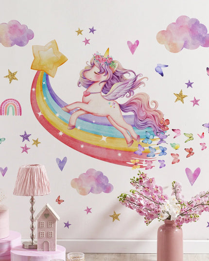 Dein Einhorn Regenbogen Wandtattoo –