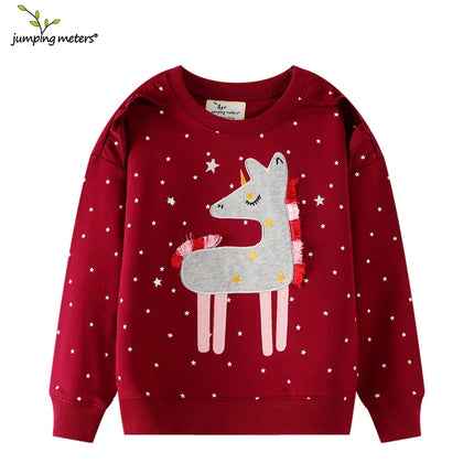 Mädchen-Sweatshirt mit einem verspielten Einhorn-Motiv als Print, ideal für den Herbst und Winter.