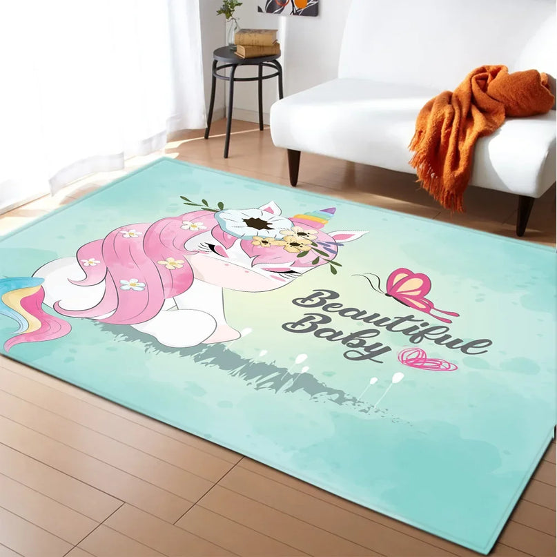 Dein Einhorn Teppich mit pinkem Schloss!