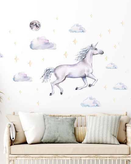 Dein Einhorn Wandtattoo mit Wolken &