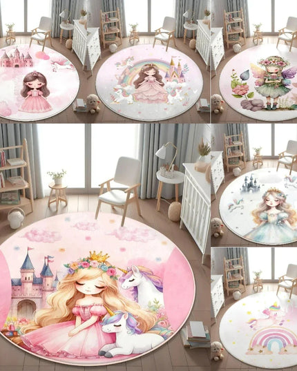 Runder Einhorn Sessel mit Prinzessinnen-Schloss- und Einhorn-Motiv, aus 100% Polyester