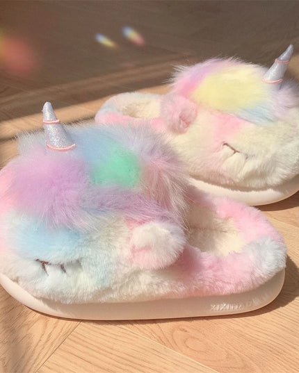 Einhorn Hausschuhe Fluffy Warm in verschiedenen Farben, die Füße kuschelig und gemütlich halten