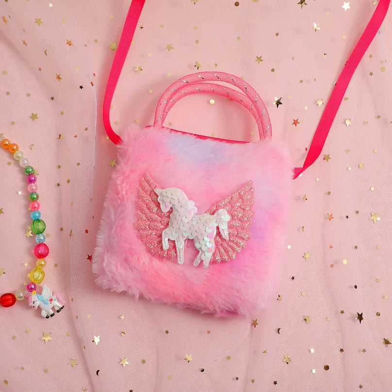 Deine Einhorn Umhängetasche Plüsch Lila