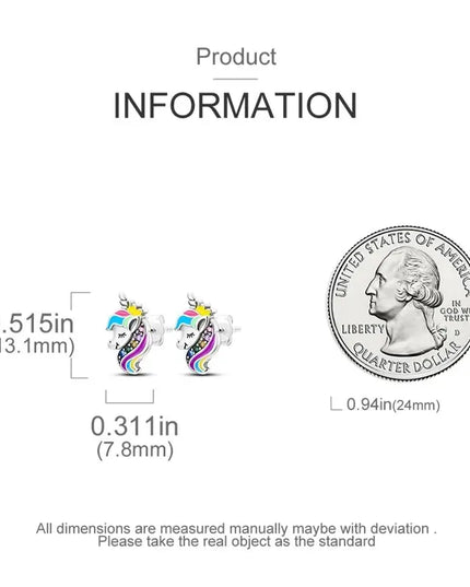 Süße Einhorn Ohrstecker aus 925 Silber