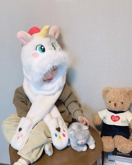 Deine kuschelige Einhorn Plüschmütze Pink!