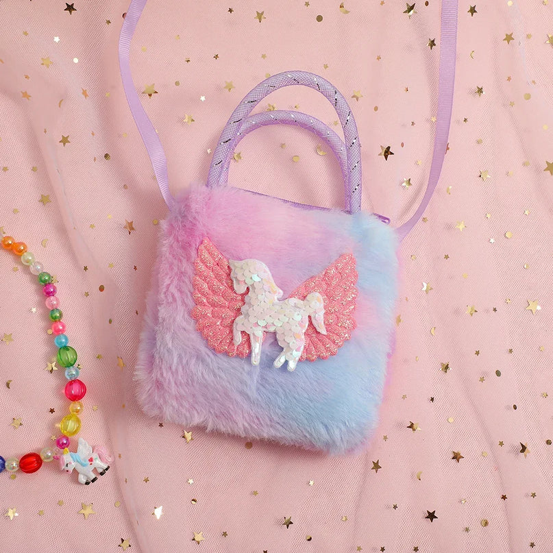 Deine Einhorn Umhängetasche Plüsch Lila