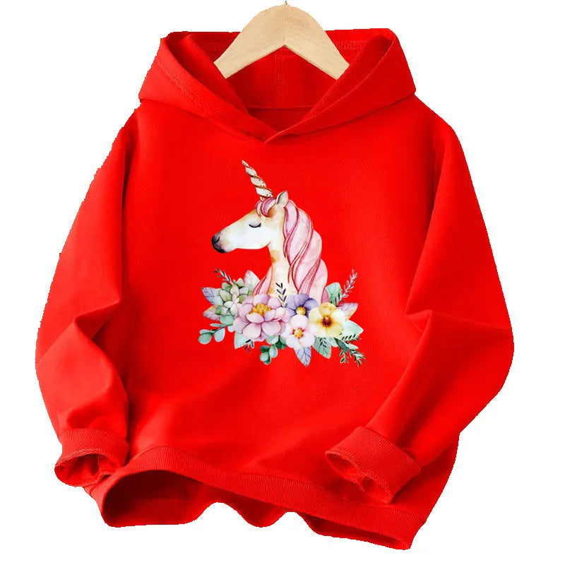 Dein cooler Cartoon Einhorn Hoodie Grau