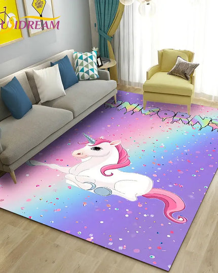 Niedlicher Einhorn Sessel Teppich mit 3D-Cartoon-Einhorn-Motiv aus Polyester, für Wohnzimmer oder Schlafzimmer