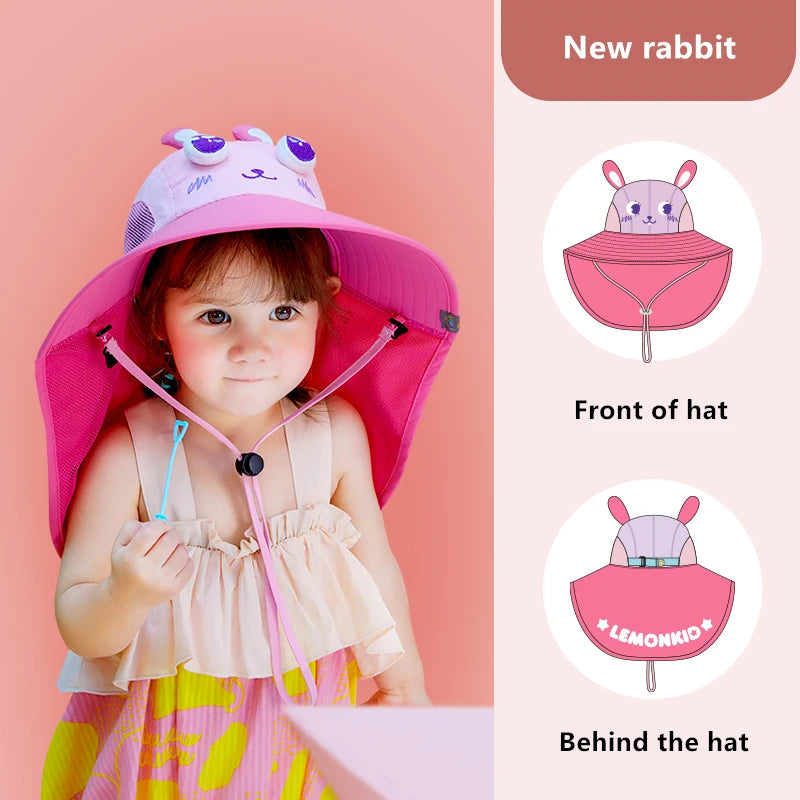 Einhorn Mütze faltbar für Kinder mit Tiermuster, ideal für sonnige Ausflüge und Reisen