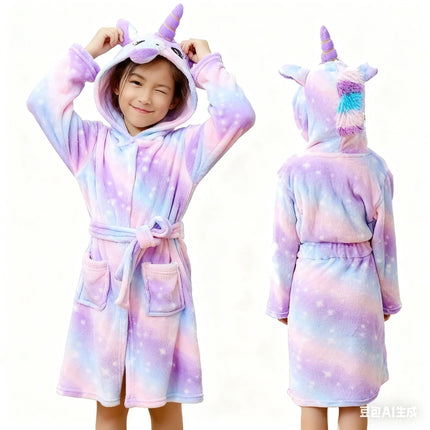 Gelbes Einhorn Handtuch aus Flannel mit Kapuze für Kinder, weich und gemütlich