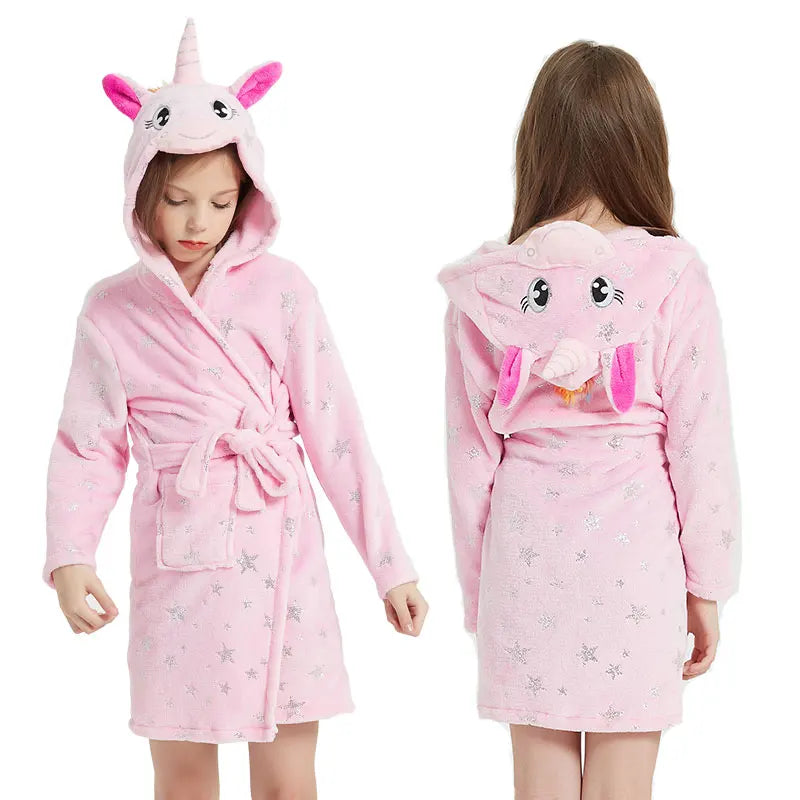 Pinke Einhorn Schuhe mit Sternen für Kinder, aus kuscheligem Flanell gefertigt