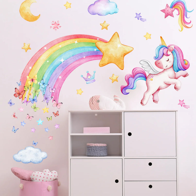 Regenbogen Einhorn Wandtattoo für dein Zimmer