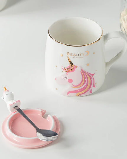 Deine glitzernde Einhorn Tasse mit Deckel!