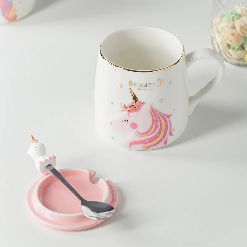 Deine glitzernde Einhorn Tasse mit Deckel!