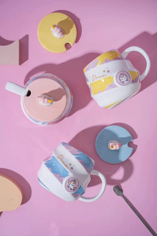Deine süße Einhorn Tasse mit Deckel & Löffel!