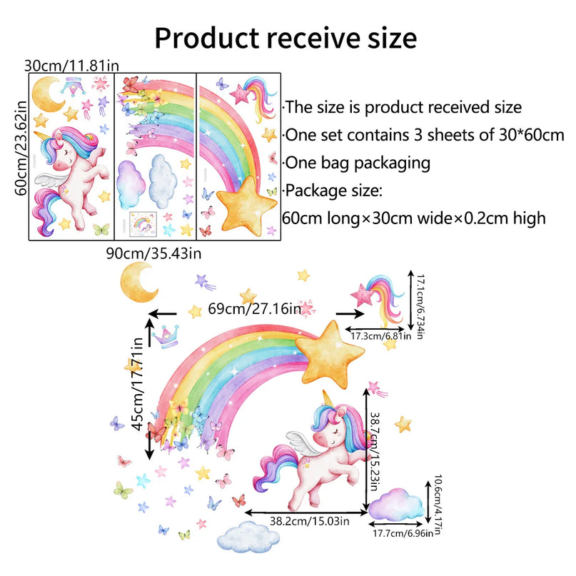 Regenbogen Einhorn Wandtattoo für dein Zimmer