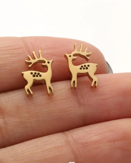 Goldene Einhorn Ohrringe Dino – Funkelnder