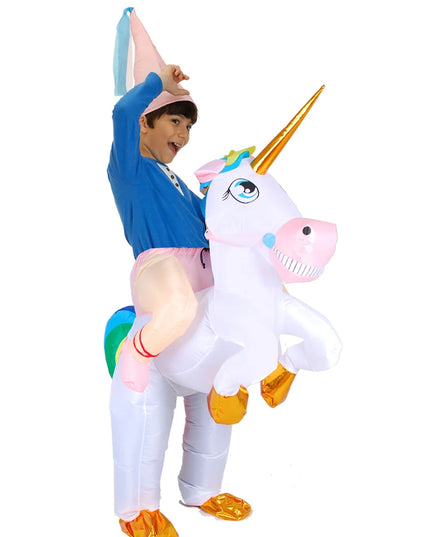 Flieg mit mir! Aufblasbares Einhorn Kostuem