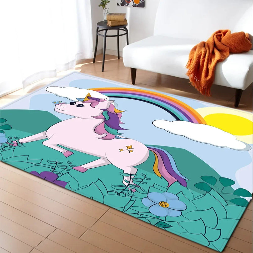 Dein Einhorn Teppich mit pinkem Schloss!