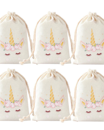 Zehn kleine Einhorn Geschenkbeutel aus Stoff für Partygeschenke