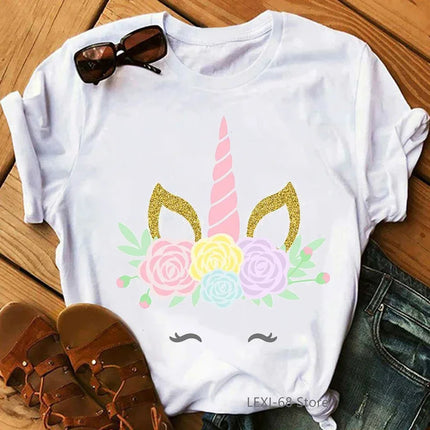Rosa Einhorn T-Shirt mit 
