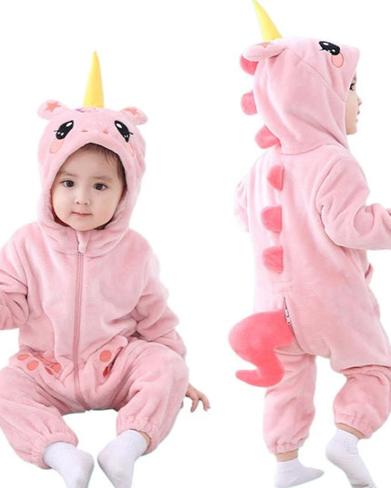 Einhorn Onesie Baby in Rosa mit Kapuze und Reißverschluss, für Neugeborene