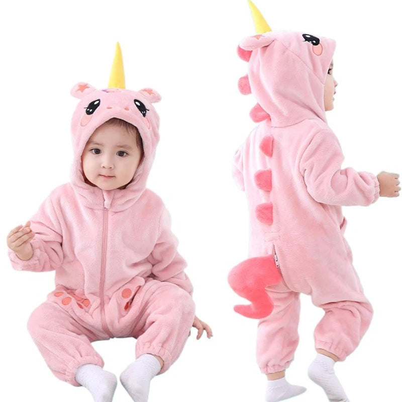 Einhorn Onesie Baby in Rosa mit Kapuze und Reißverschluss, für Neugeborene