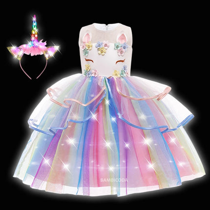 Einhorn Nachtlicht Prinzessinnen-Kleid mit LED-Lichtern und verspielten Details für Kinder