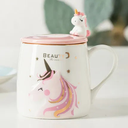 Deine glitzernde Einhorn Tasse mit Deckel!